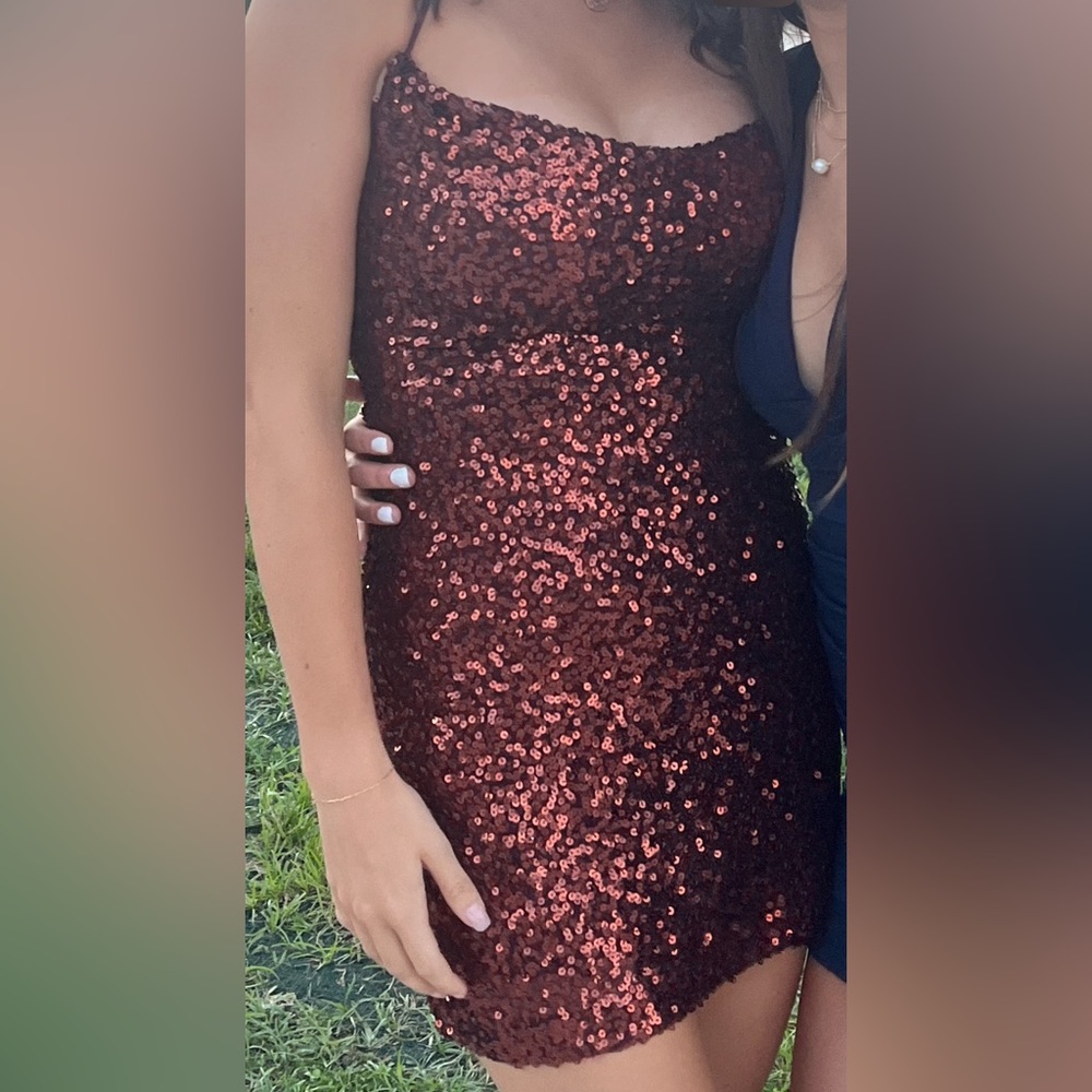 Dark Red Sequin Dillards Mini Dress